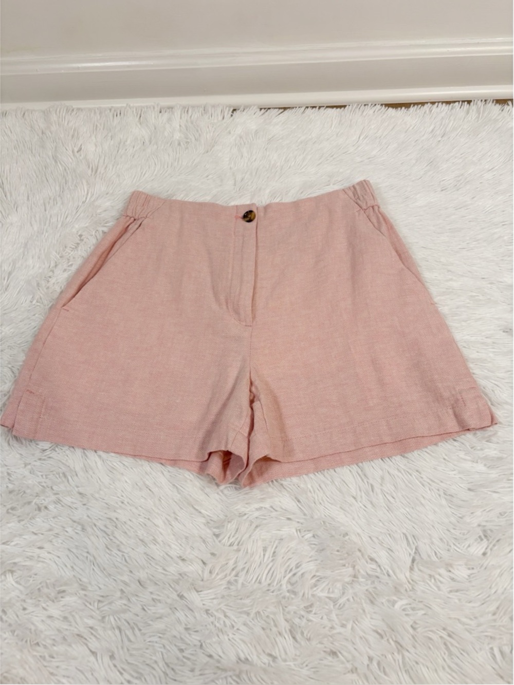 Banana republic women's High-Waist Linen-Blend herringbone Shorts elastic waist